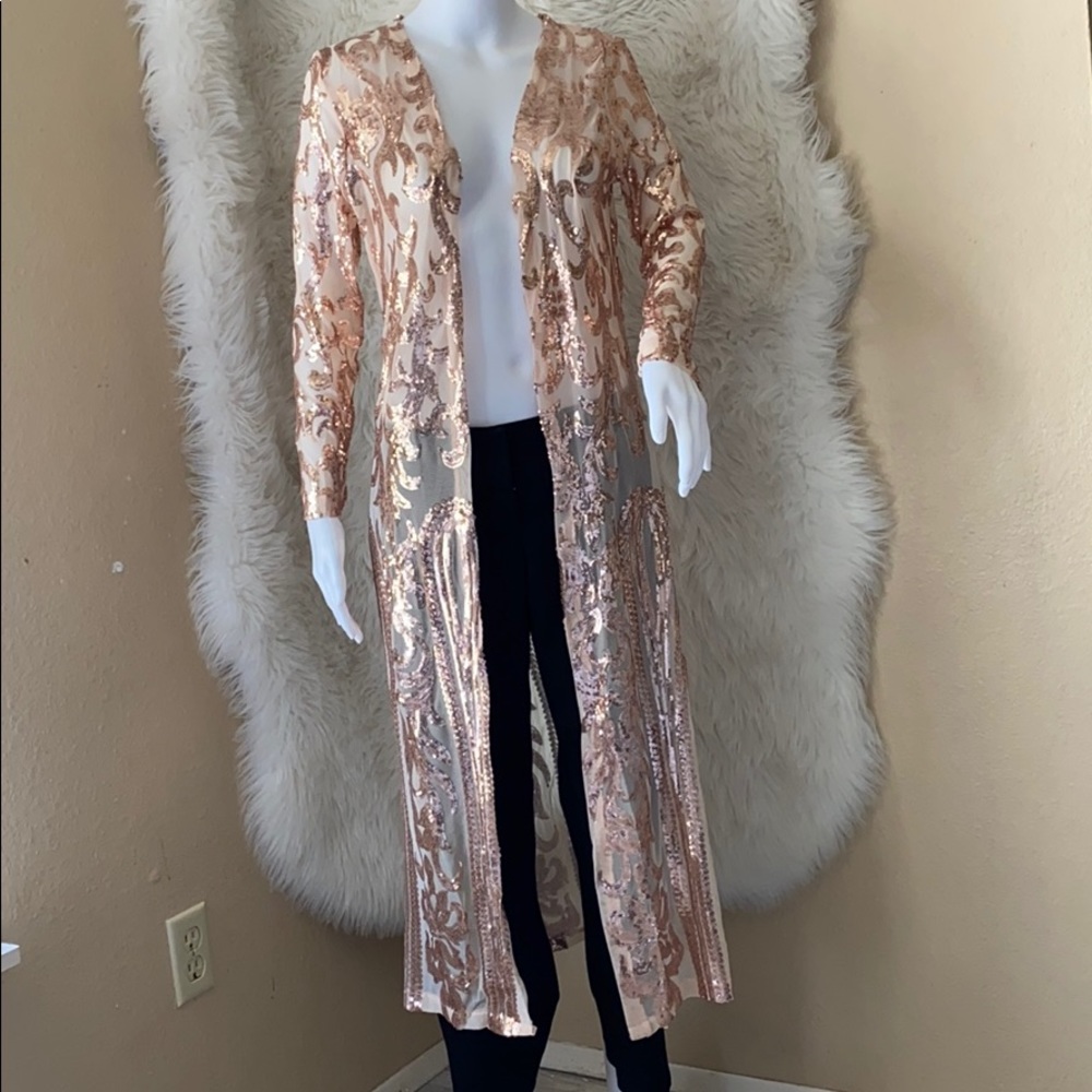 Sequence Cardigan Long pinkish/gold